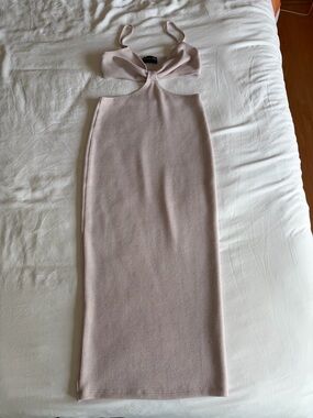 White Fox Boutique Dusty Blush Cutout Midi Dress